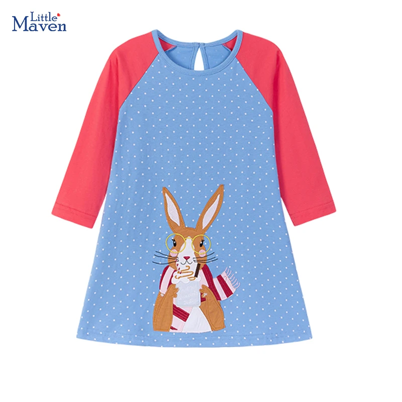

Little maven Animal Rabbit Girls Casual Long Sleeve Dress Autumn The Fancy Dress for Girls Costumes Kids Party Dresses
