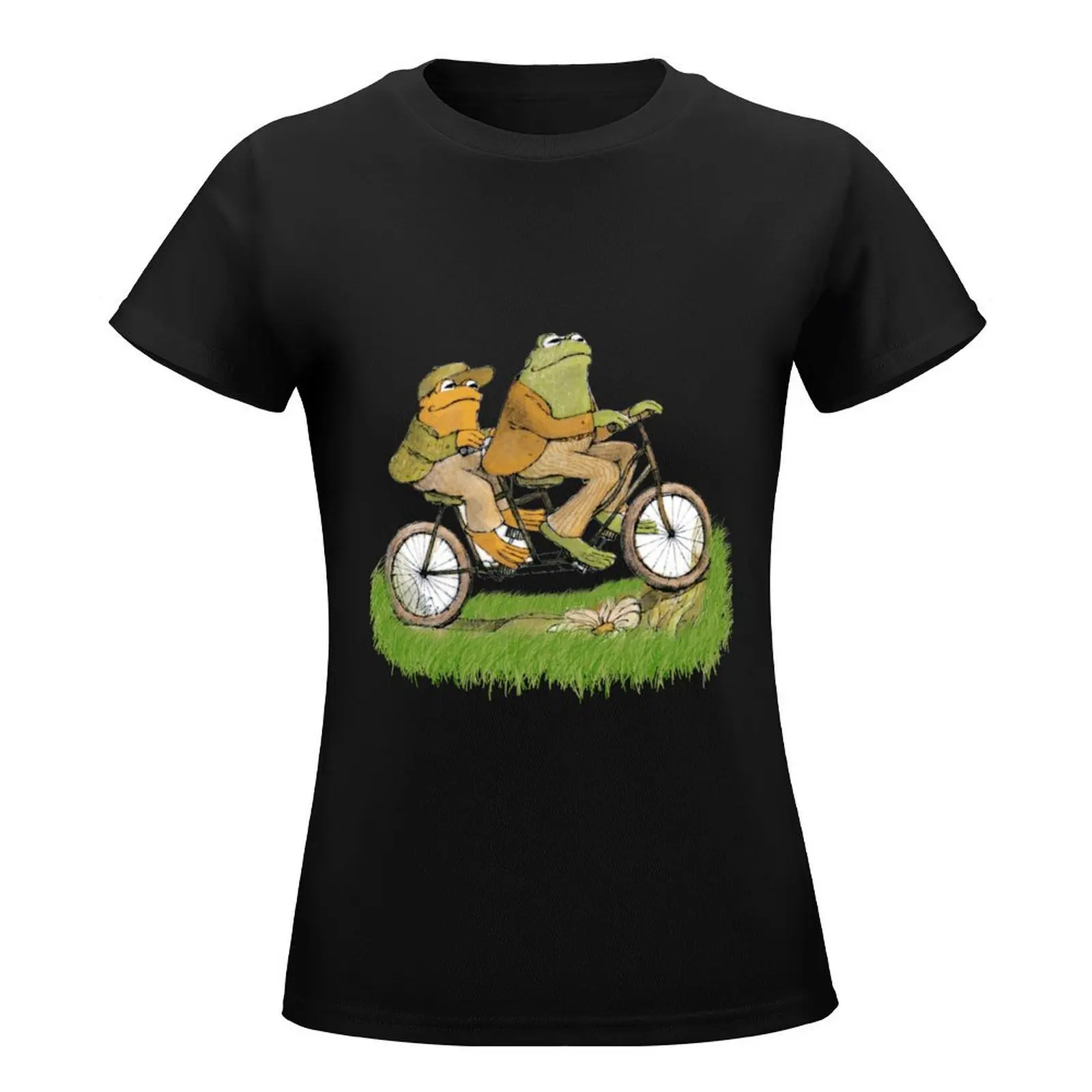 frog and toad on the bike T-Shirt plus size tops tops summer tops kawaii clothes t shirt Women