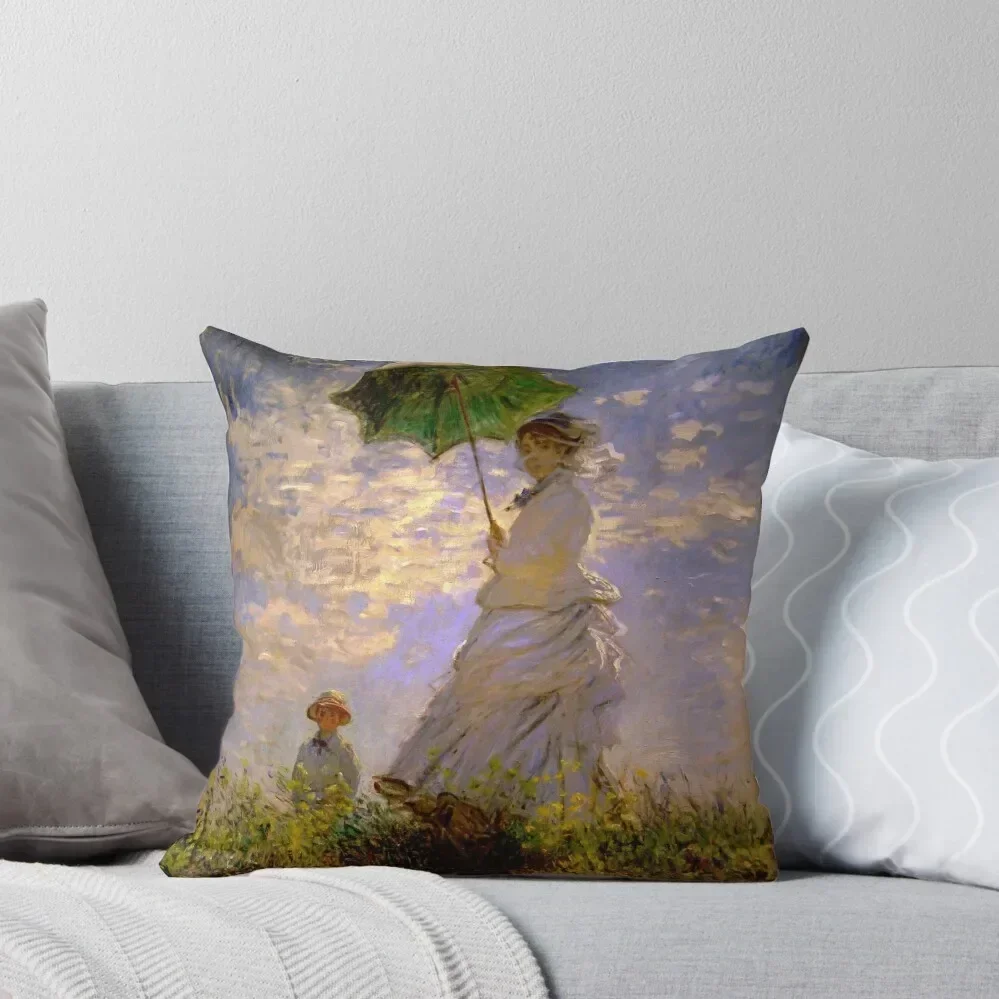 Claude Monet - 'Femme avec un parasol' 'Madame Monet and Her Son' Throw Pillow Christmas Covers Luxury Pillow Case pillow