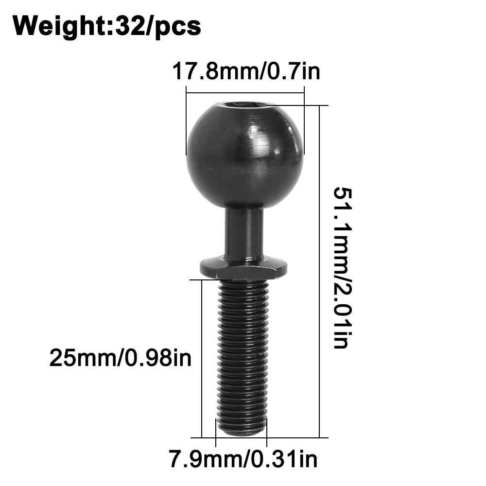 4-Pack, 45-Degree Steel #Metal Ball Joints Suitable for ARRMA 1/5, KRATON 8S, OUTCAST 8S.