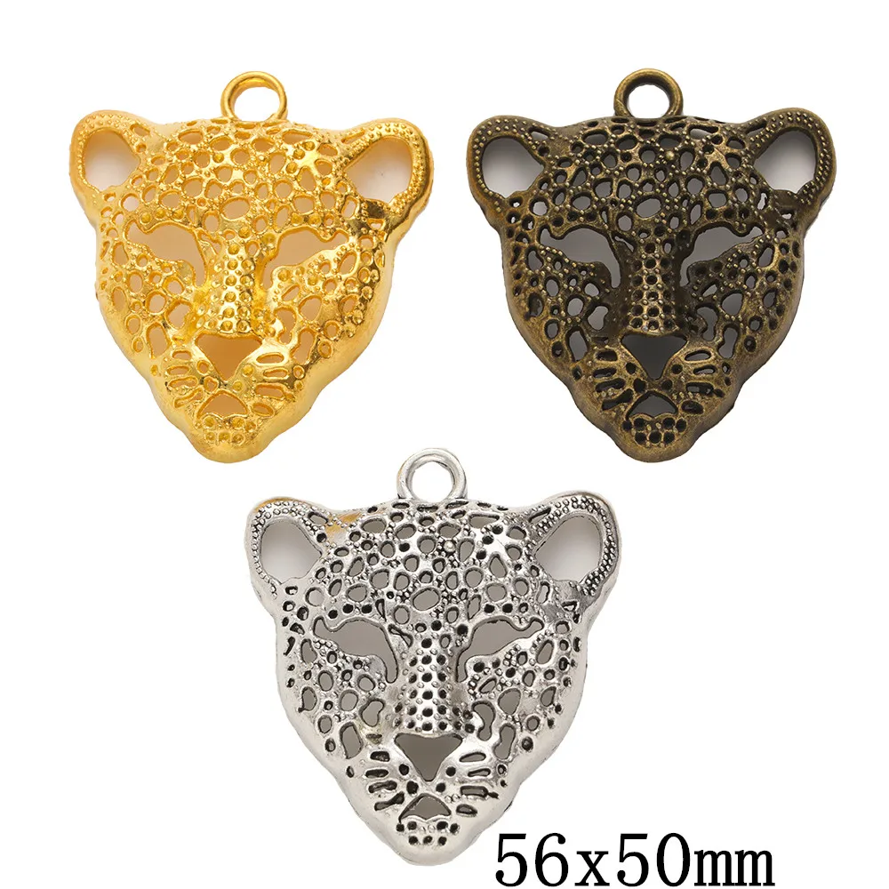Colgante de metal de aleación de zinc, accesorios de fabricación de joyas DIY, leopardo, Lobo, vintage, 3 piezas, 611