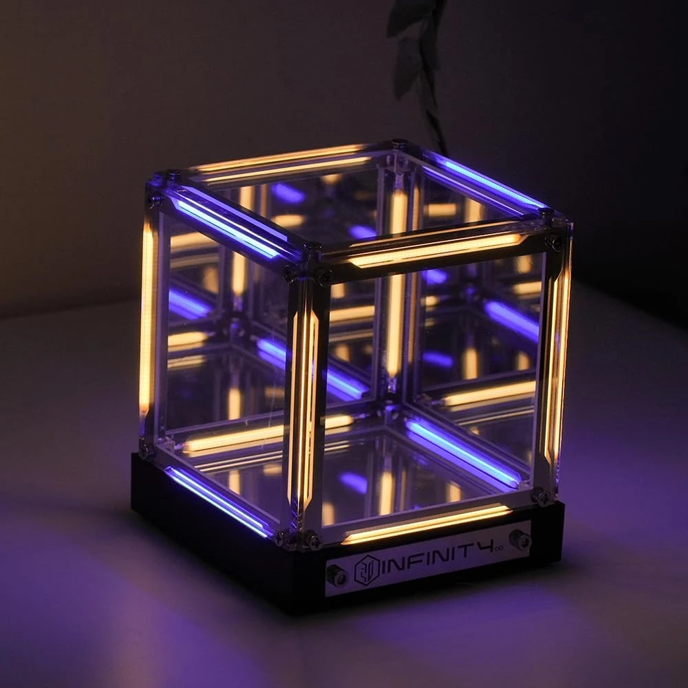 Infinity Cube Light, Infinity Mirror Cube 4D Acrylic LED Abyss Effect Touch Switch Dimmable Rechargeable Mood Night Light