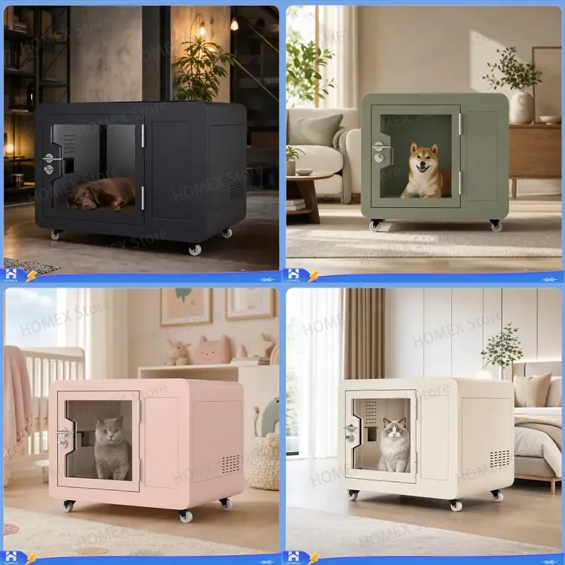 Soundproof Pet Cabin Aluminum Frame Silent Dog Cat House Indoor Bedroom Kennel Quiet Crate for Home Villa Apartment Large