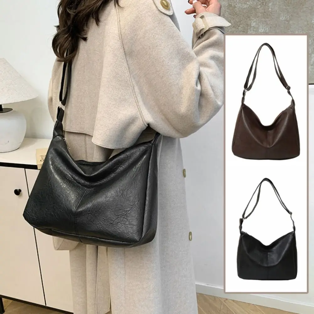 Bolsa de ombro versátil de couro pu estilo coreano grande capacidade cor sólida bolsa crossbody bolsa feminina de luxo