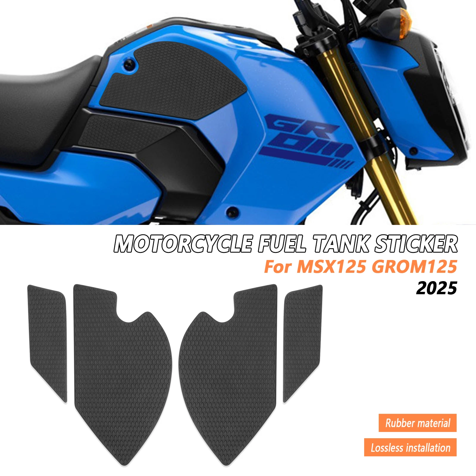 

For Honda MSX125 MSX 125 GROM125 GROM 125 2025 Motorcycle Accessories Non-slip Side Fuel Tank Stickers waterproof pad stickers
