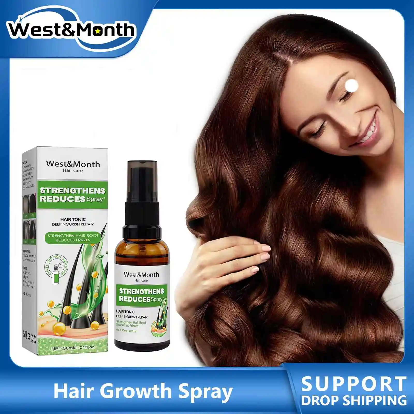 

Hair Growth Spray Prevent Hair Loss Anti Baldness Massage Scalp Treatment Nourish Strengthen Hair Thicken Fast Regrowth Liquid