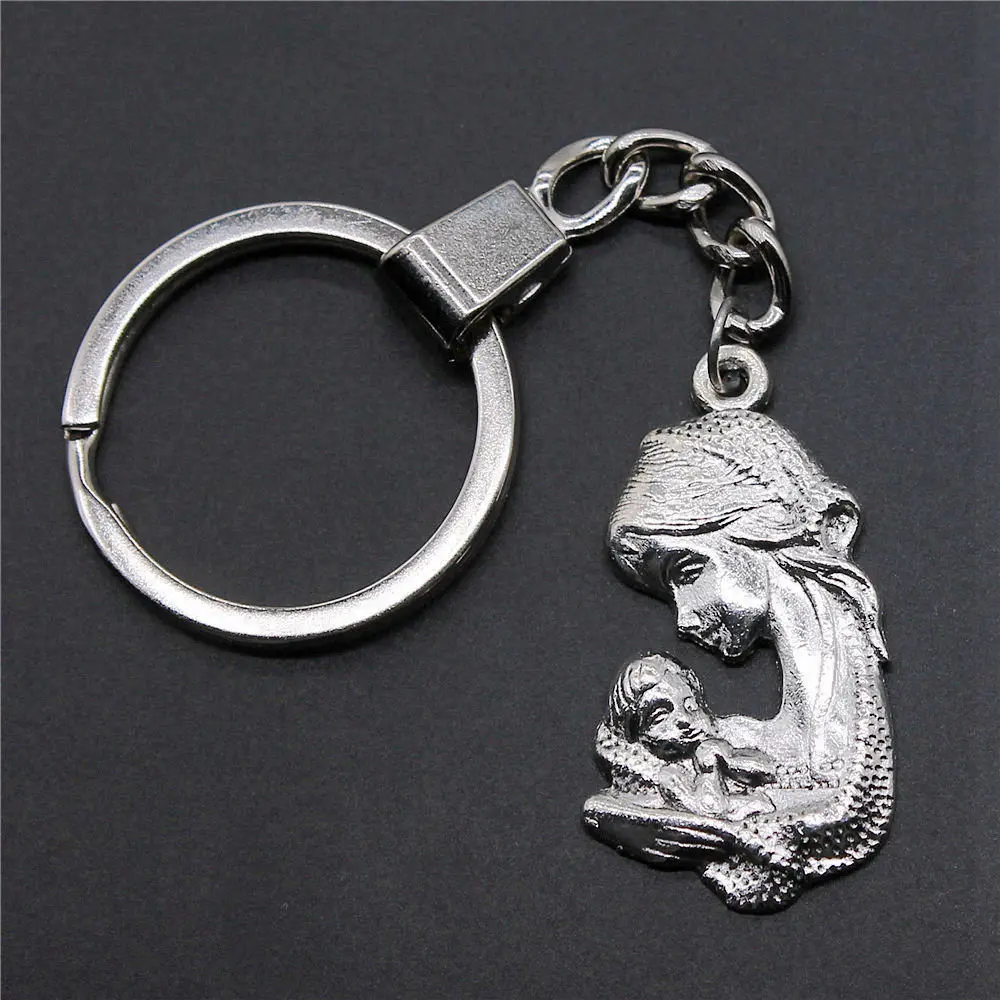 1pcs Mom And Child Key Chain Car Pendant Jewellery Wholesale Ring Size 30mm