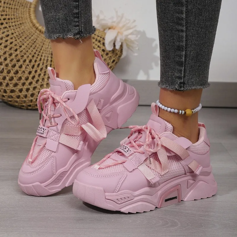 

Весенние женские кроссовки на массивной платформе с дышащей сеткой, обувь для папы, роскошные теннисные туфли, осень 2024, уличная прогулочная спортивная обувь