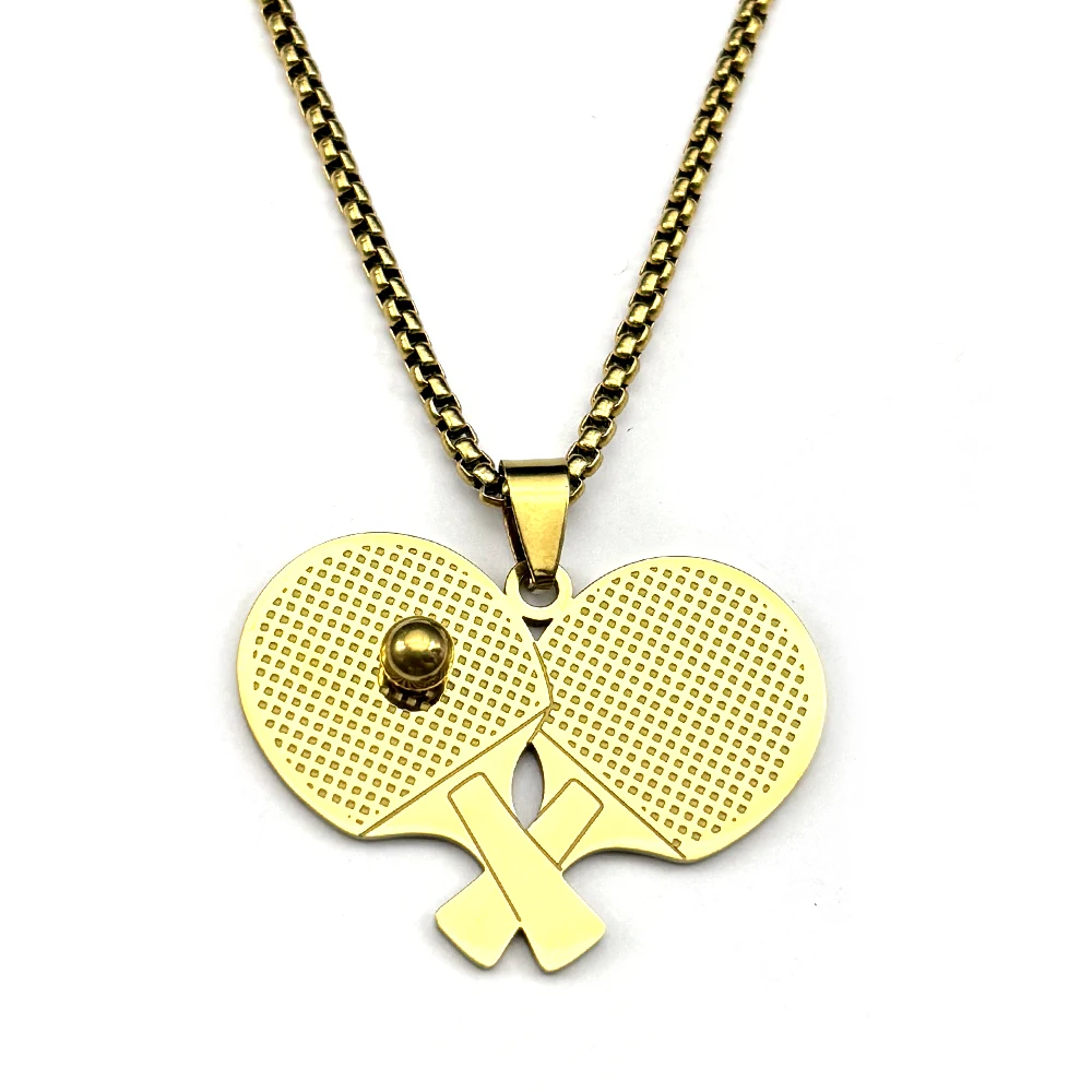 Tischtennis Schläger Ball Kette Frauen Männer Edelstahl Gold Farbe Männlichen Ping-Pong Sport Stil Mode Hiphop Halskette Schmuck – Detail 8