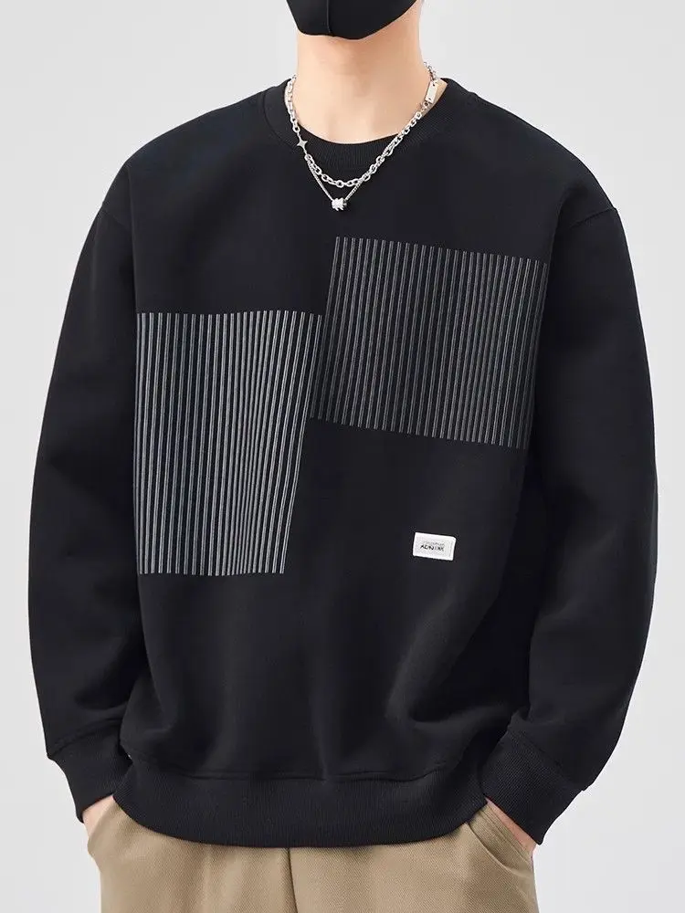 

Black Male Sweatshirt Retro Style Loose Plus Big Size Aesthetic Designer Y2k Vintage Men's Pullover Simple Harajuku Fashion Tops