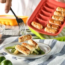 Sausage Maker Mould 12 Grids Silicone DIY Ham Hot Dog Making Moulds With Lid Kitchen Household Sausages Cake Baking Tools Molds
