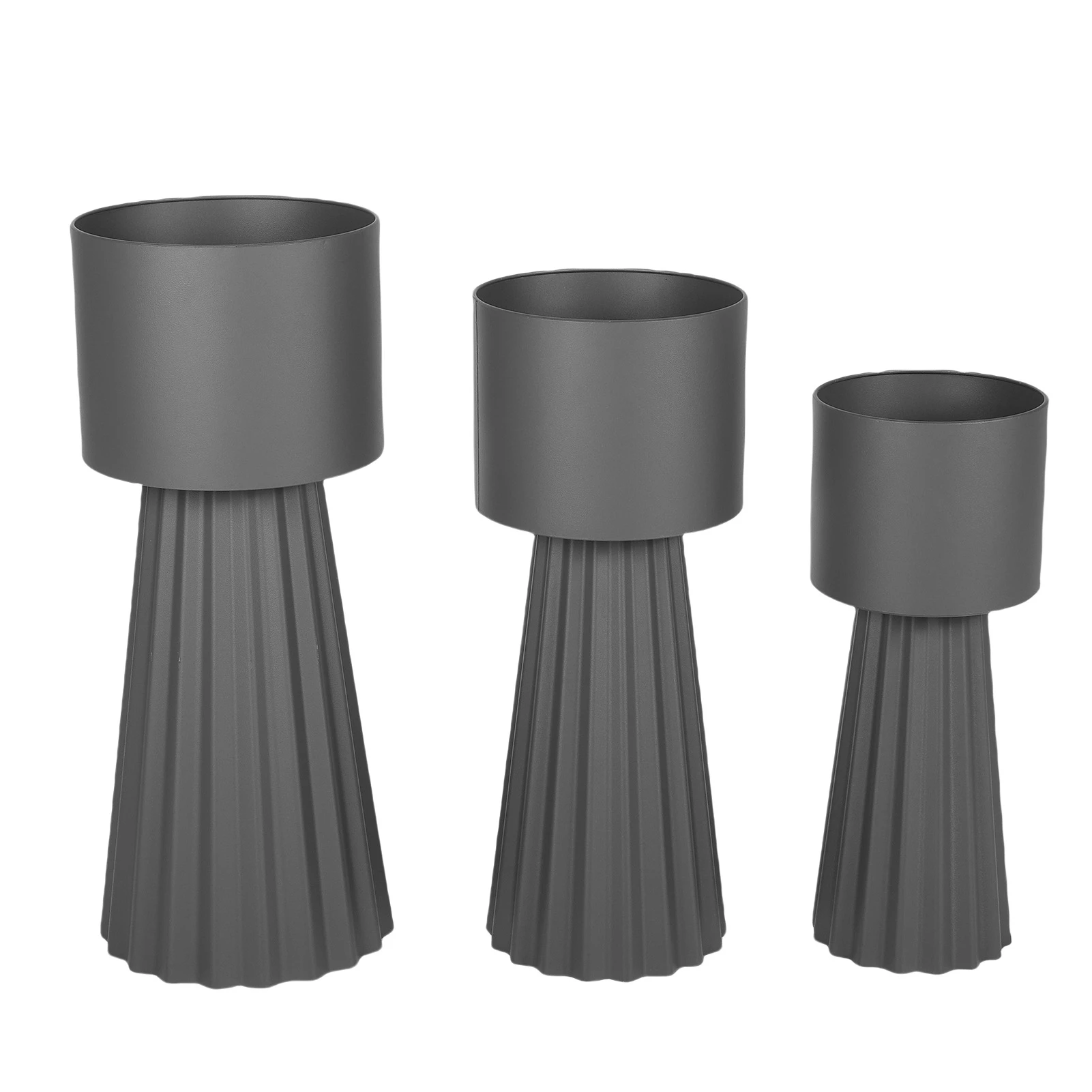

3 шт. горшки для растений, набор железных цветочных горшков, современные декоративные садовые горшки для дома, патио, сада, для использования на открытом воздухе, темно-серые