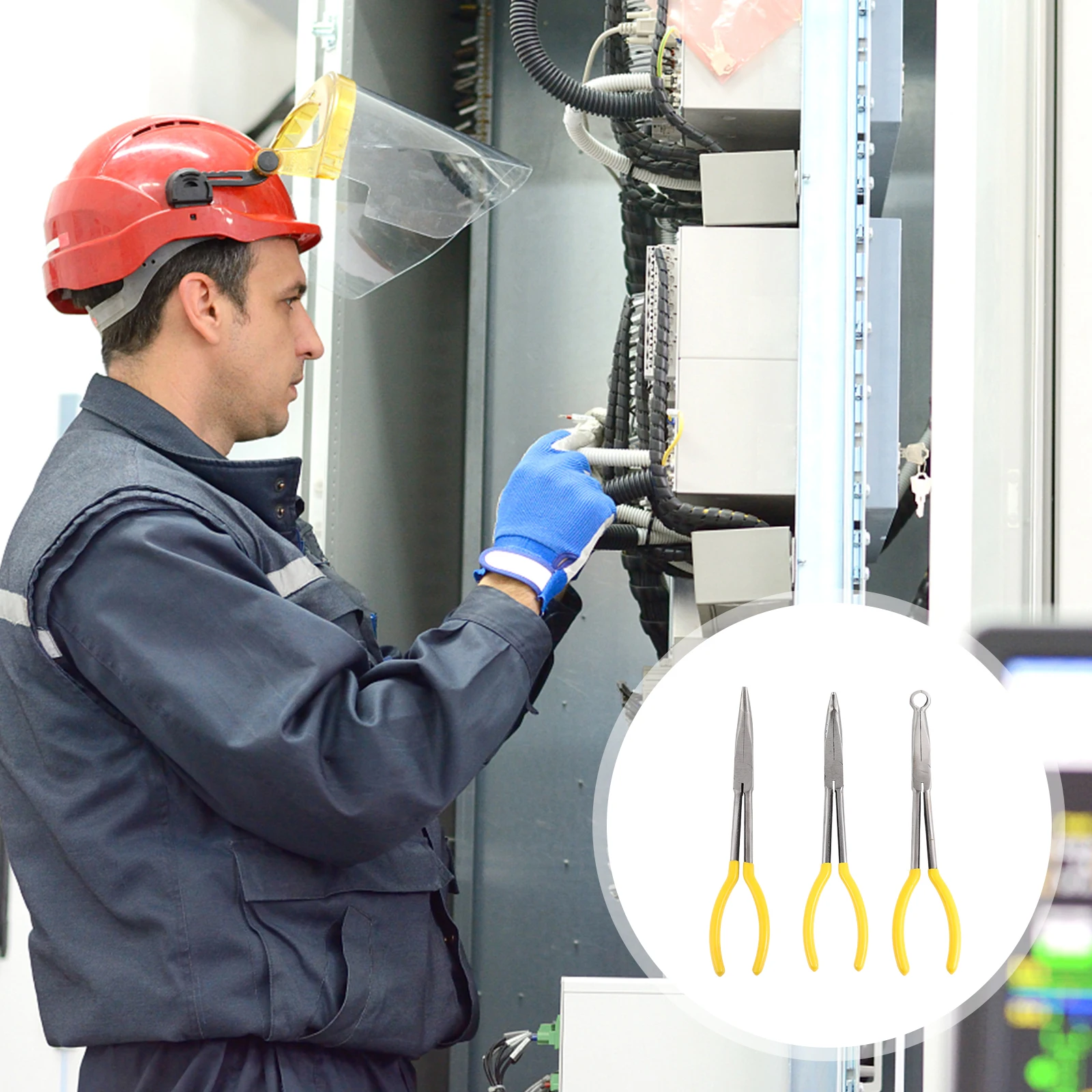 

11Inch RightAngle LongNeedle NosePliers ExtendedPointedNose HouseholdRepair CuttingTool DurableSteel LightweightMachinedJaws