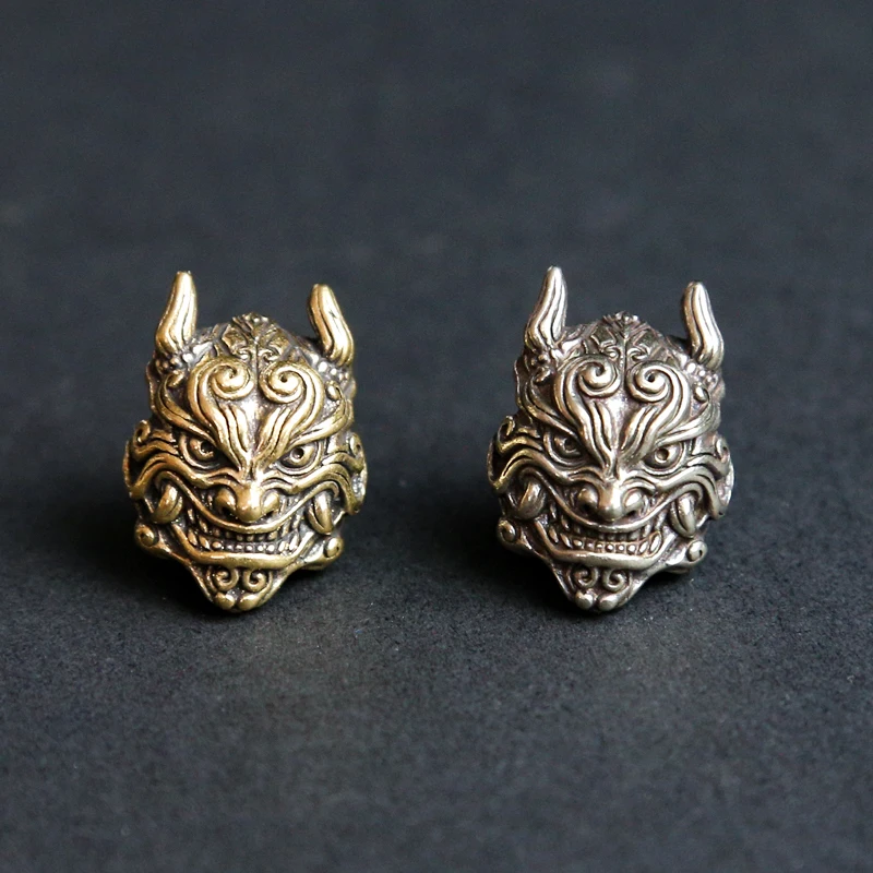 

Mahakala Head Sculpture Brass Knife Beads EDC Outdoor DIY Paracord Accessories Handmade Woven Bracelet Lanyard Pendants Hangings