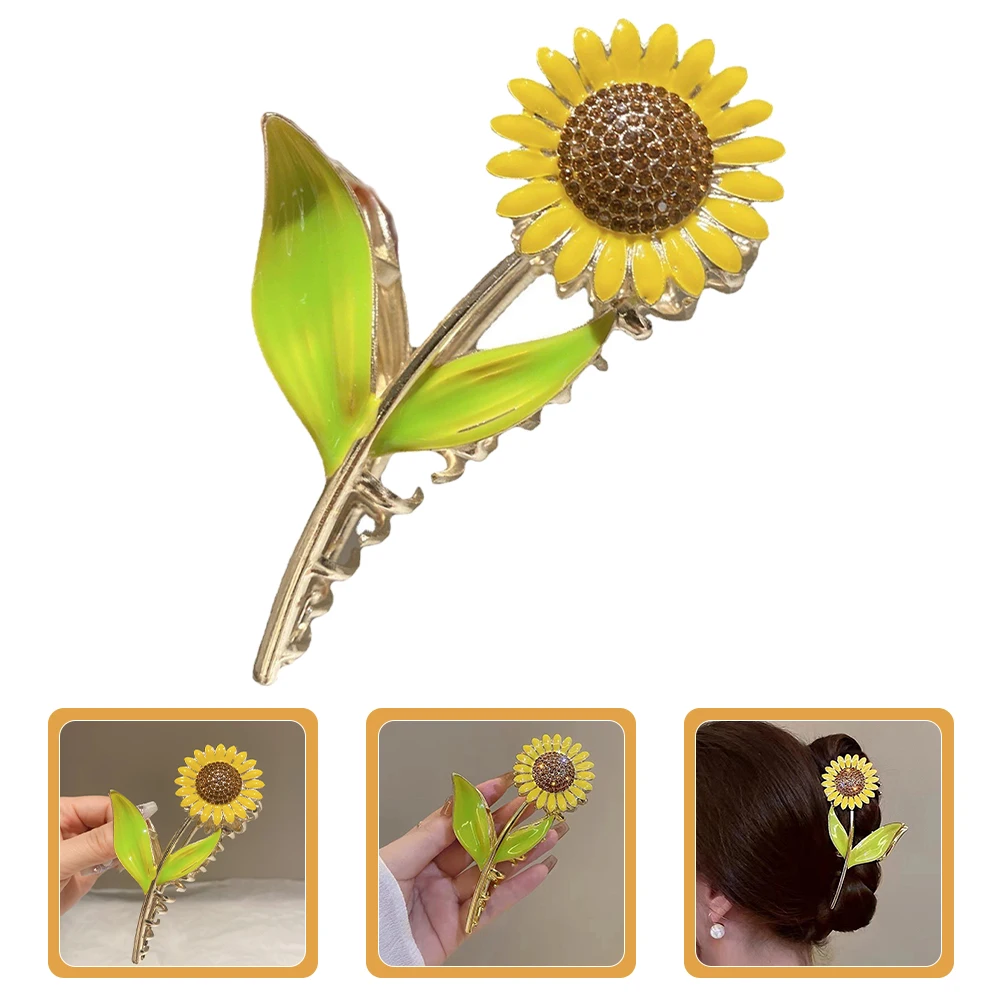 

Sturdy Sunflower Claw Clip Metal Claw For Women Strong Hold Large Non Slip Claws Thick Fine Lightweight Floral Ponytail Holder
