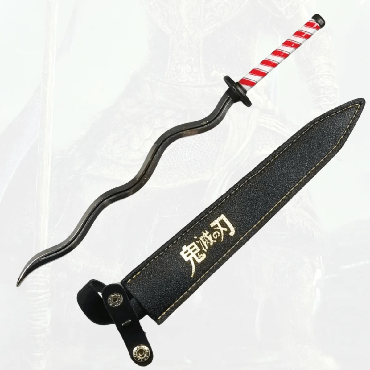 9.8 calowy Demon Slayer Iguro Obanai Metalowy Miecz Katana Oryginalny Nóż Ninja Japońska Katana Szabla Akcesoria do Cosplay Rekwizyt Zabawka