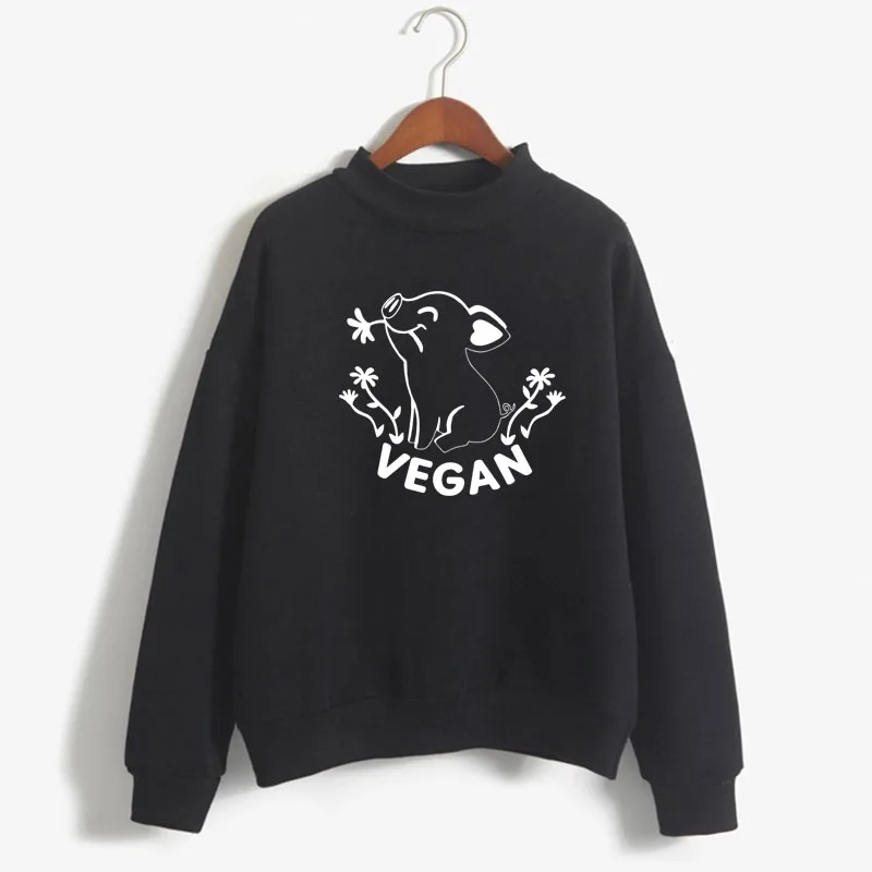 

VEGAN EAT FRUIT not friends Print Women Sweatshirt Sweet Korean O-neck Knitted Pullovers Thick Autumn Candy Color girl Clothes