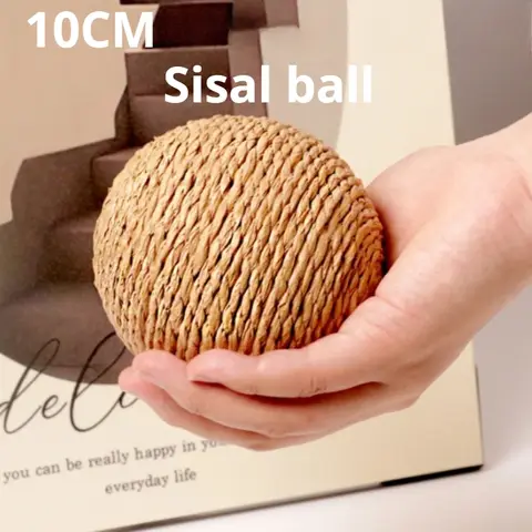 사이잘 볼 놀리는 고양이 장난감, 어금니 물기 방지 사운드 볼, 셀프 하이 지루함 유물, 1 개, 10cm
