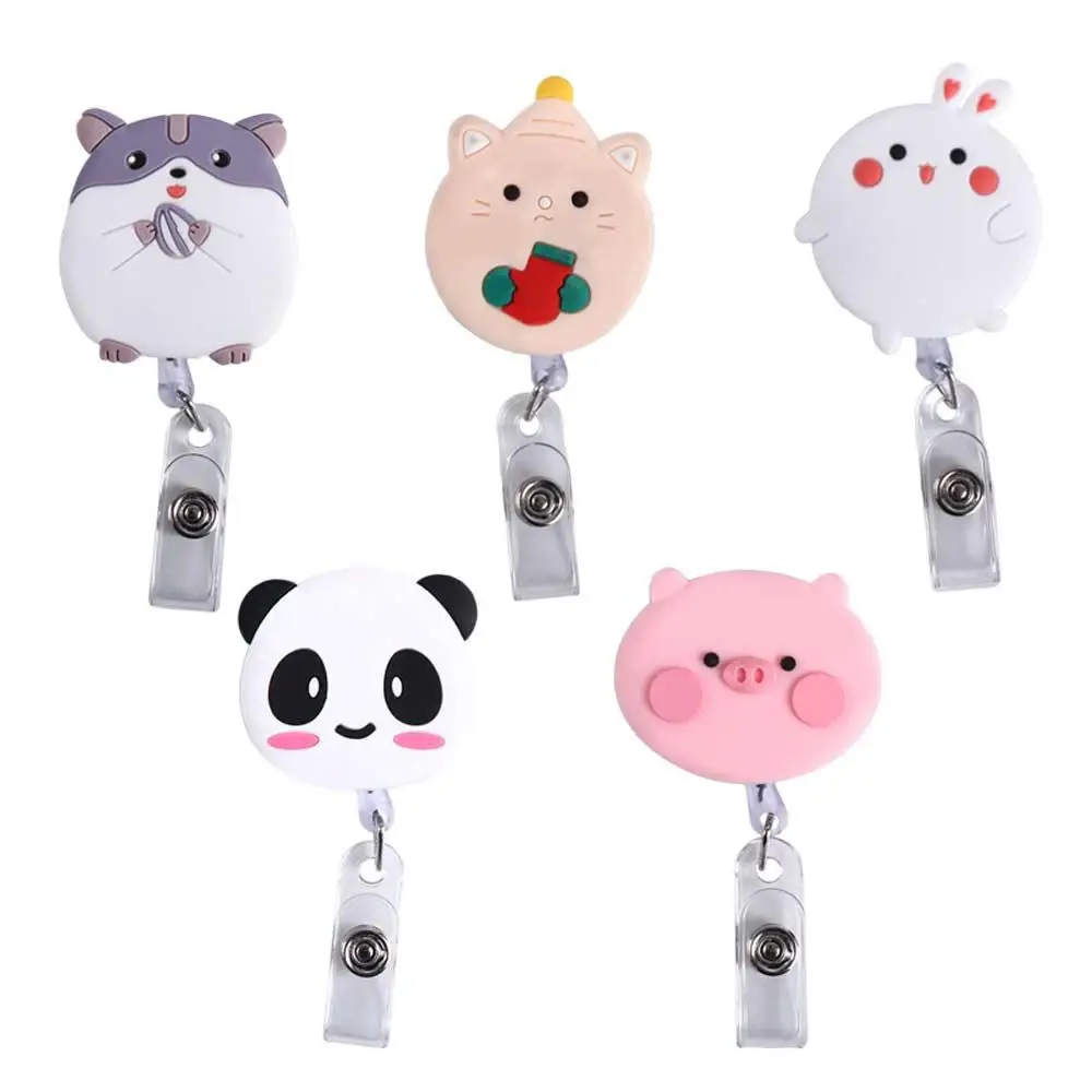 Students Keys Lanyard Work Card Clip Panda Chest Card ID Card Clips Nurse Badge Holder Retractable Badge Reel Name Card Holder