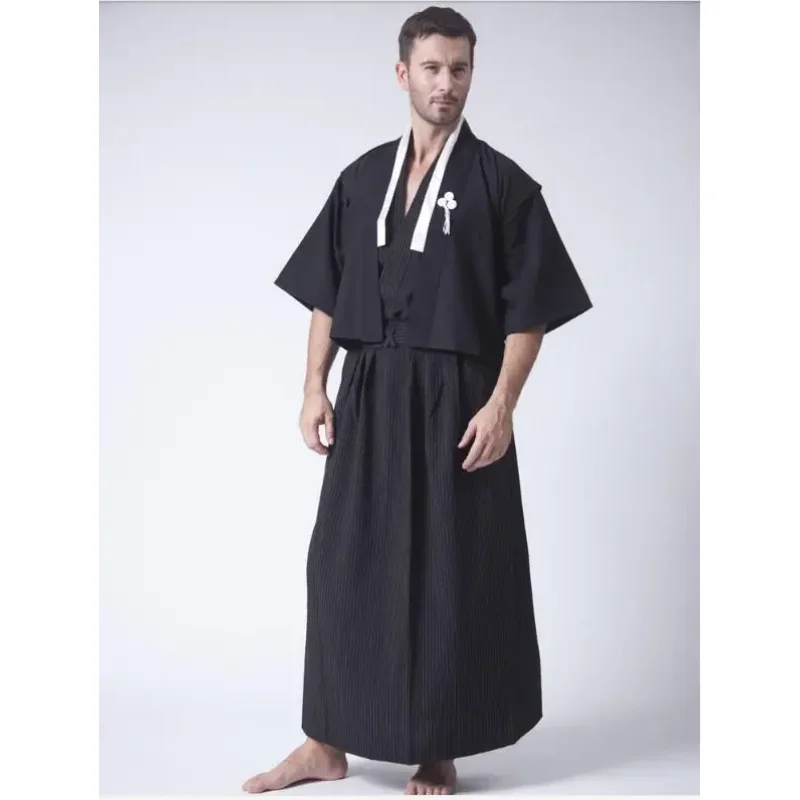 Samurai Kimono japonés tradicional hombres tela escenario Cosplay traje Vintage