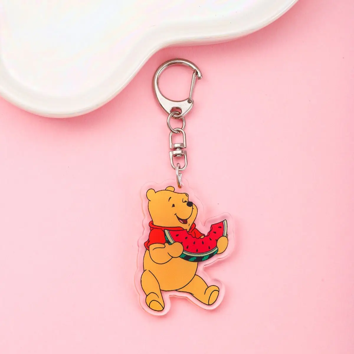 Anime Winnie Pooh Acrylic keychain accessaries Cartoon funny Bag Pendant Gift cute bag charm Keyring Friends Fans Gifts