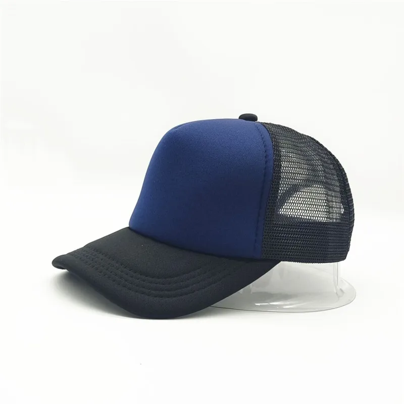 1-teilige Sommer-Trucker-Mütze mit individuellem Logo für Männer und Frauen, Netz-Polyester-Baseballkappe, bedrucktes Netz, Papa-Hüte, verstellbares Sonnenhut-Visier – Detail 33