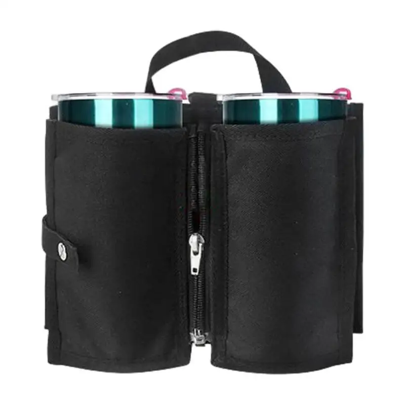 Luggage Travel Cup Holder Portable Drink Bag Hold Two Coffee Mugs Roll on Suitcase Handles Traveler Accessory Men Women