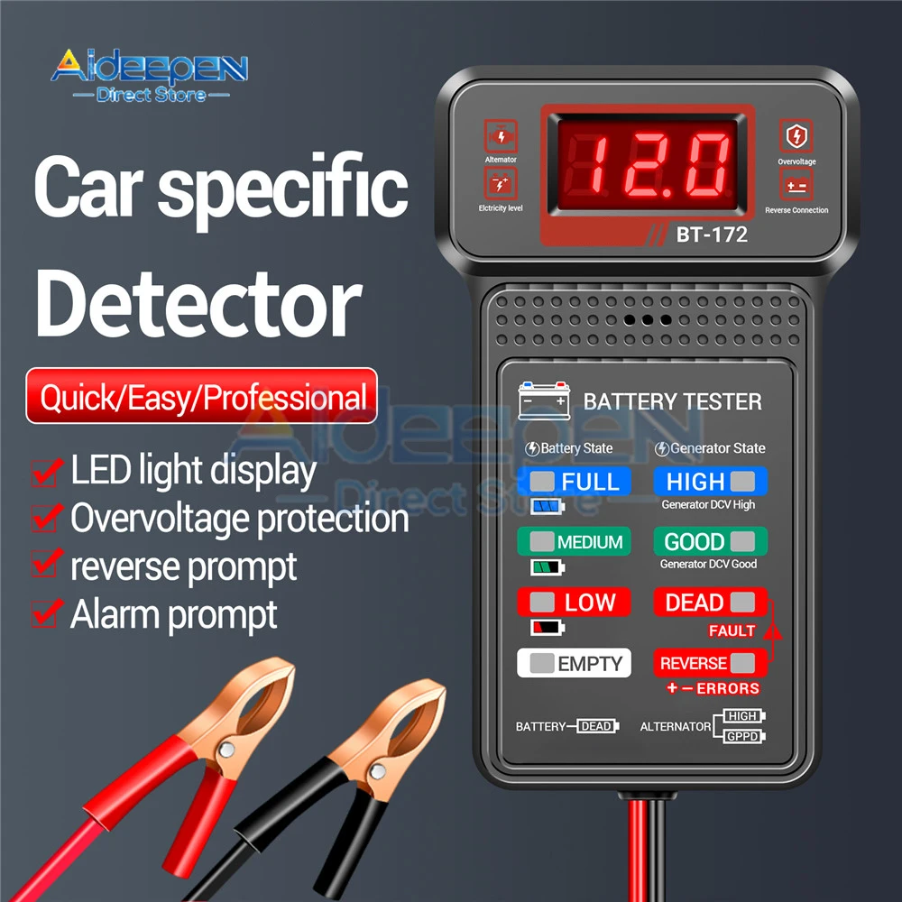 BT-171 Multifunctional Battery Testers 12V Auto Repair Industry Detection with LED Reverse Display Screen Electrician Tool