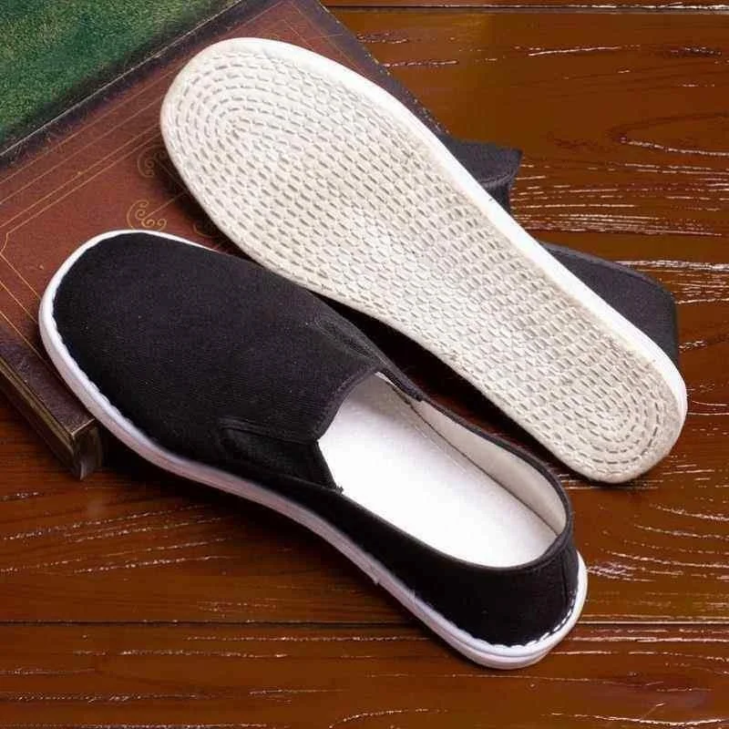 Handmade Men's Cotton Slip-On Shoes Breathable Soft Bottom Thousand-Layer Sole Traditional Beijing Style Comfortable All-Seas...