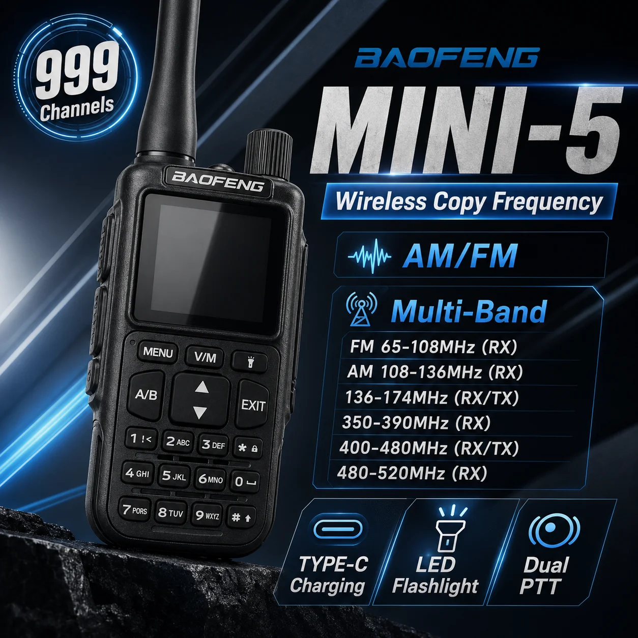 baofeng-mini-5-アップグレード-uv-5r-bluetooth-app-プログラム可能なハムラジオ-フルバンド-トランシーバー-ホテル狩猟用-長距離通信用