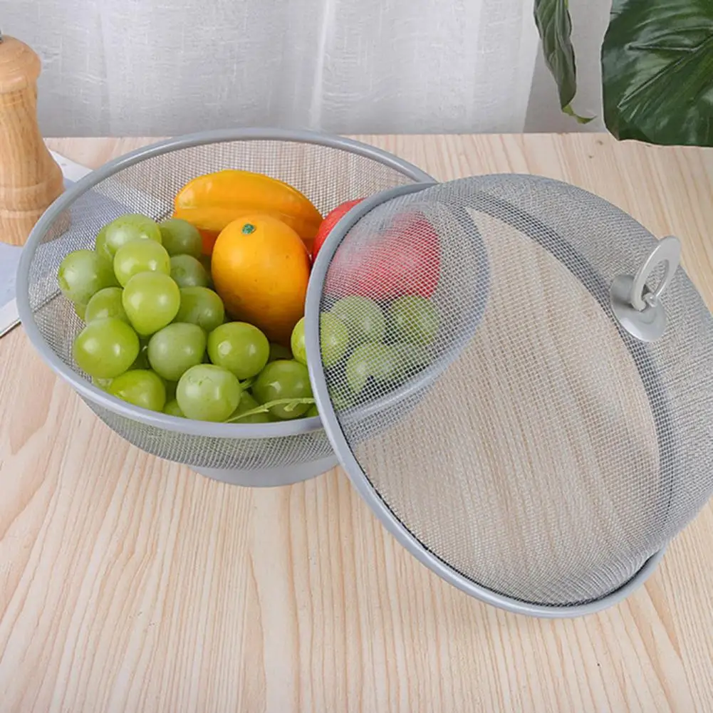 Stainless Steel Fruit Basket Mesh Fruit Bowl With Lid Fly-Proof Fruit Basket Storage Container With Cover Food Strainer Basket