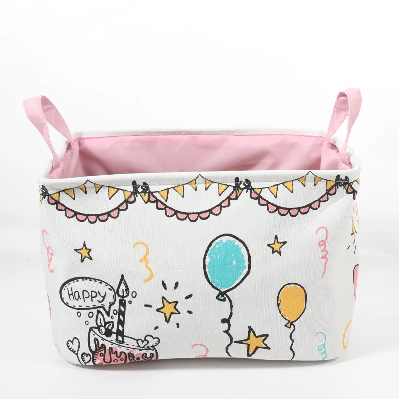 Lovely Pattern Sundries Storage Box Bedroom Closet Toys Laundry Basket Modern Clothing Storage Organizer Basket With Handle