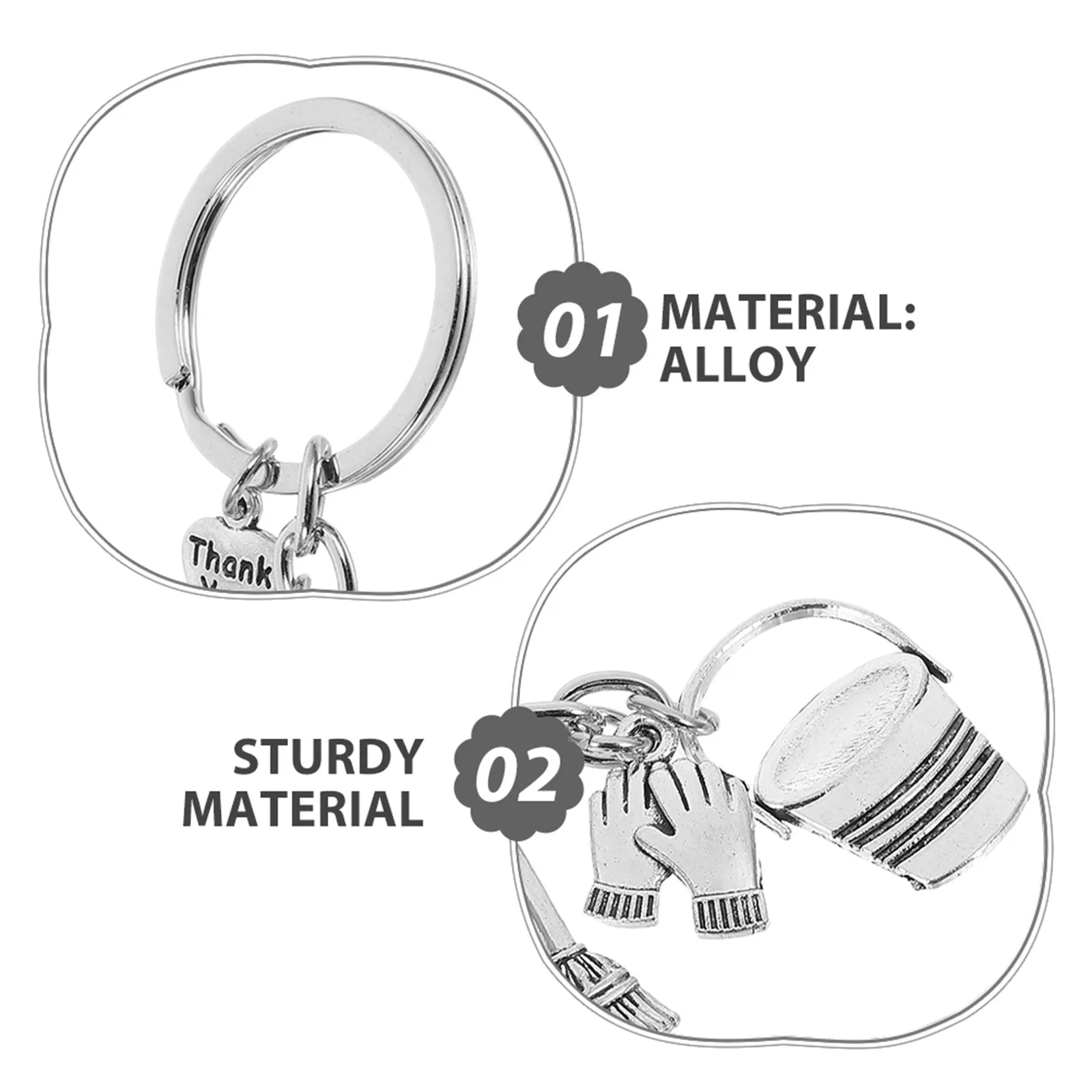 6 Pcs Brush Broom Bucket Keychain Gift Set