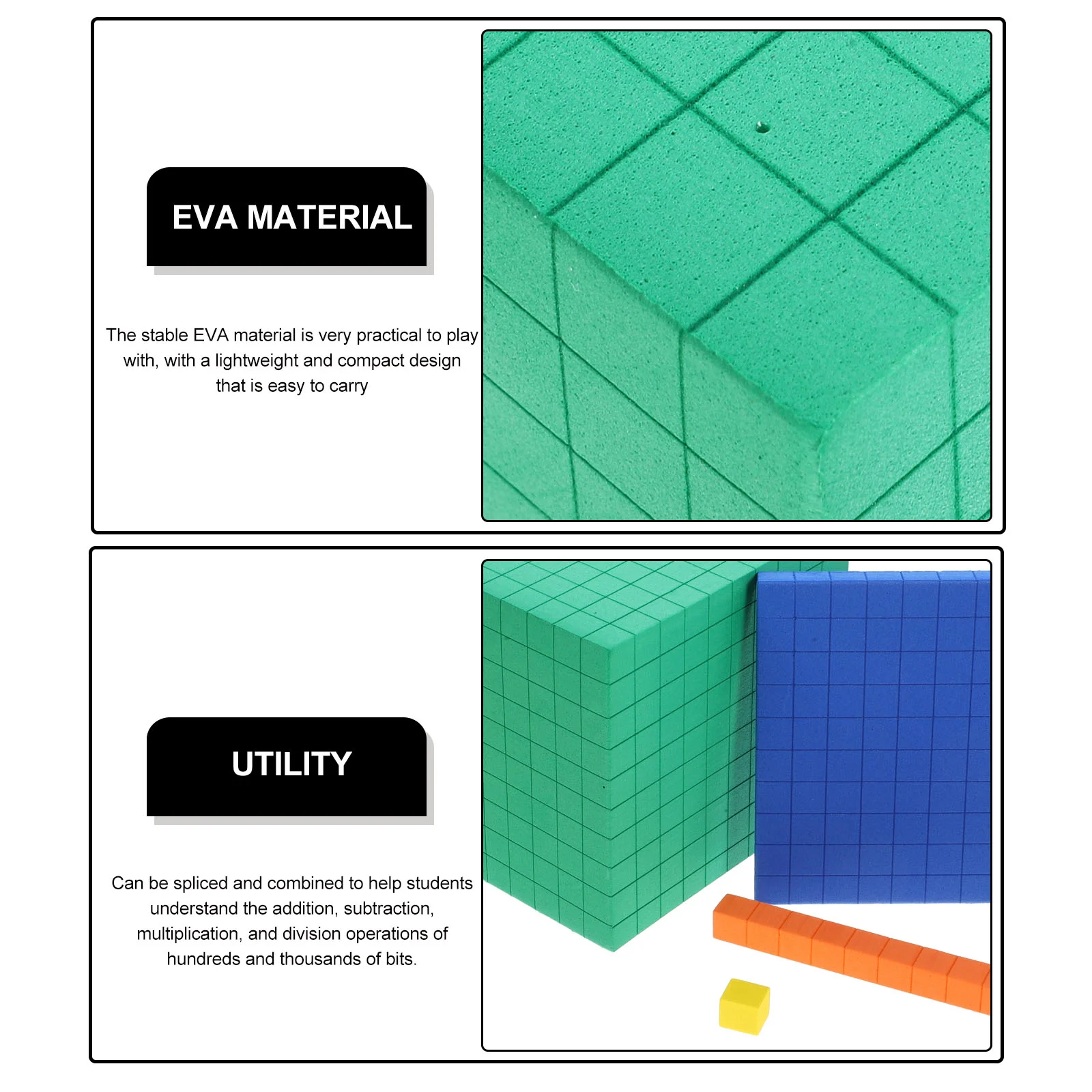 Cubo de matemáticas, juguetes de bloques de números de aprendizaje para niños, cubos de plástico, modelo Eva, bloques de conteo, escuela primaria