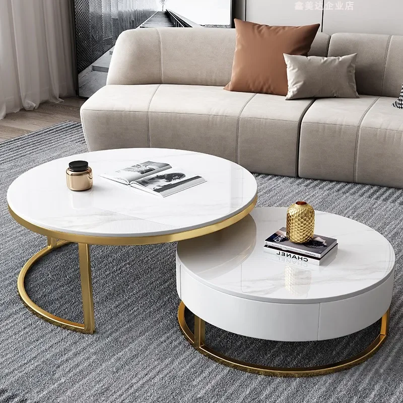 Luxury White Coffee Tables Modern Marble Effect Minimalist Nordic Side Table Legs Metal Aesthetic Mesa De Centro Home Furniture