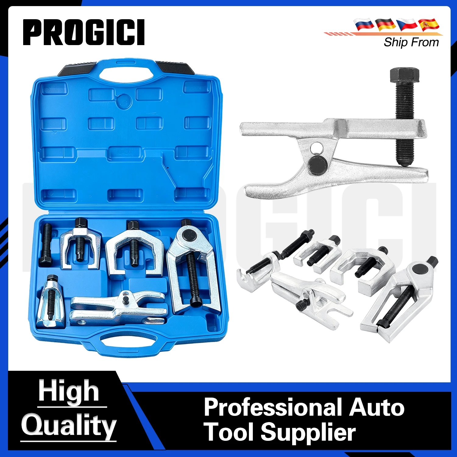 PROGICI Kit 5 Pezzi Estrattore Giunti Sferici per Sospensione Anteriore, Kit Estrattore per Testine di Sterzo e Bracci Pitman, Kit Utensili per Rimozione Auto