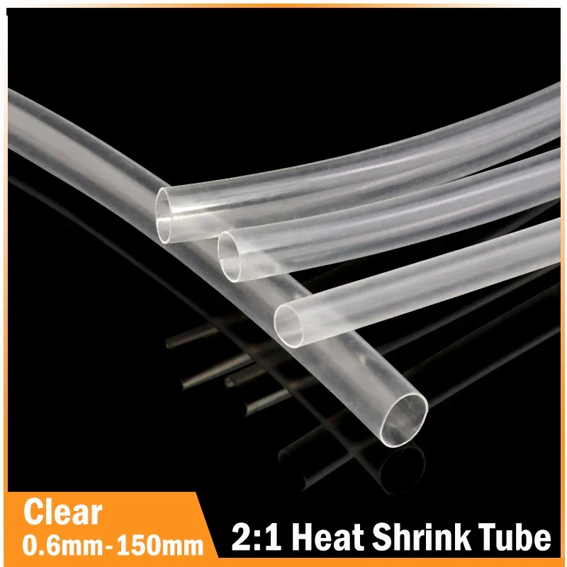 

1/5/8/20/40M Clear 2:1 Heat Shrink Heatshrink Tube Diameter 0.6mm ~ 150mm Wire Repair DIY Cable Protecctor Sleeving Wrap Tubing