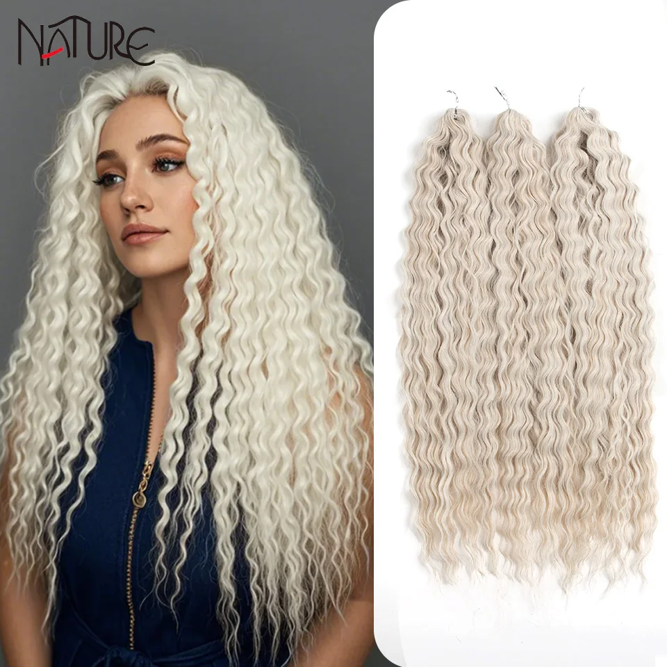 NATURE Ariel Curl do przedłużania włosów szydełkowe włosy 22 Cal perwersyjne kręcone skręcone syntetyczne warkocze włosy Ombre blond różowe włosy mocno falowane w stylu brazylijskim