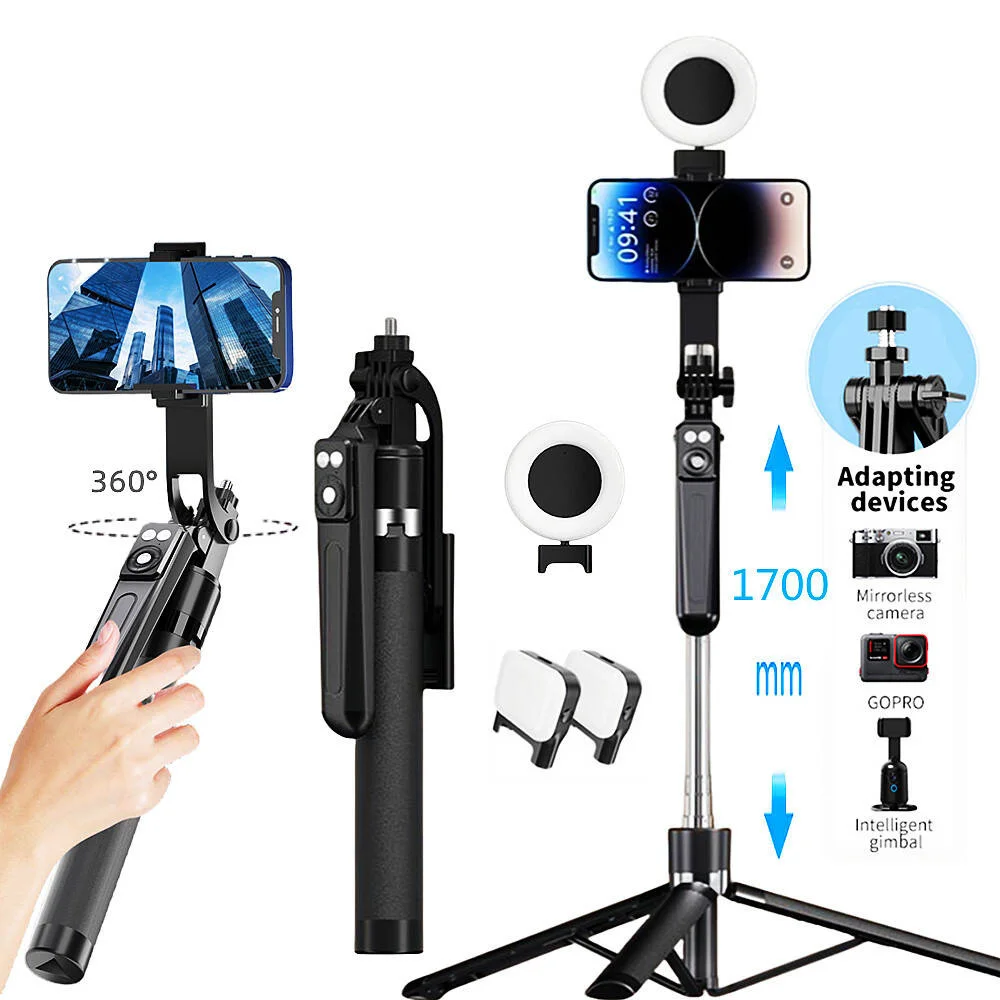 Roreta new 1.7M Portable camera tripod with wireless remote control and 360 ° rotation phone holder for video recording and live