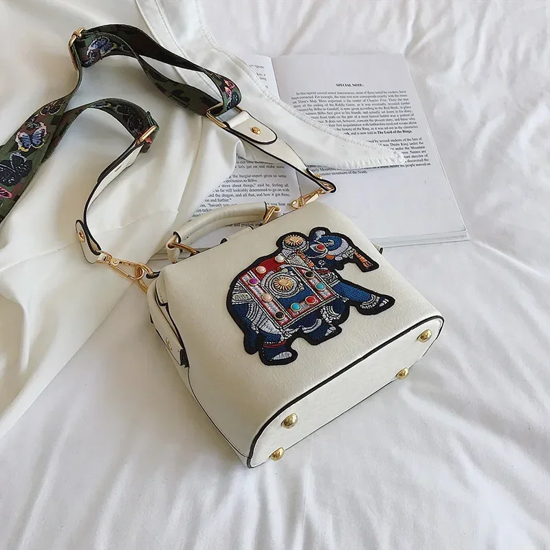 Fashion Women Leather Handbag Messenger Bag Purses Satchels Designer Luxury Handbags Crossbody Bags Elephant Embroidered Bags