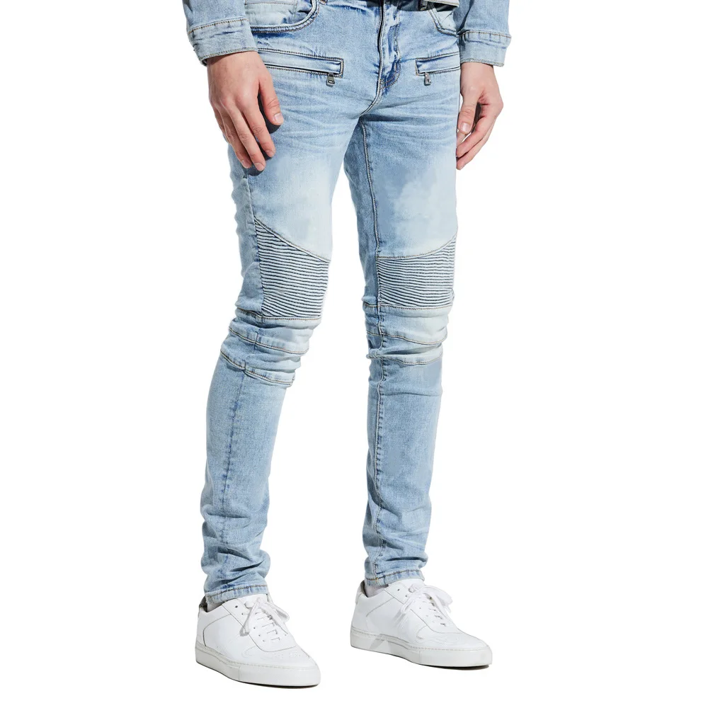 Jean de motard skinny pour homme, denim décontracté, mode, 2022