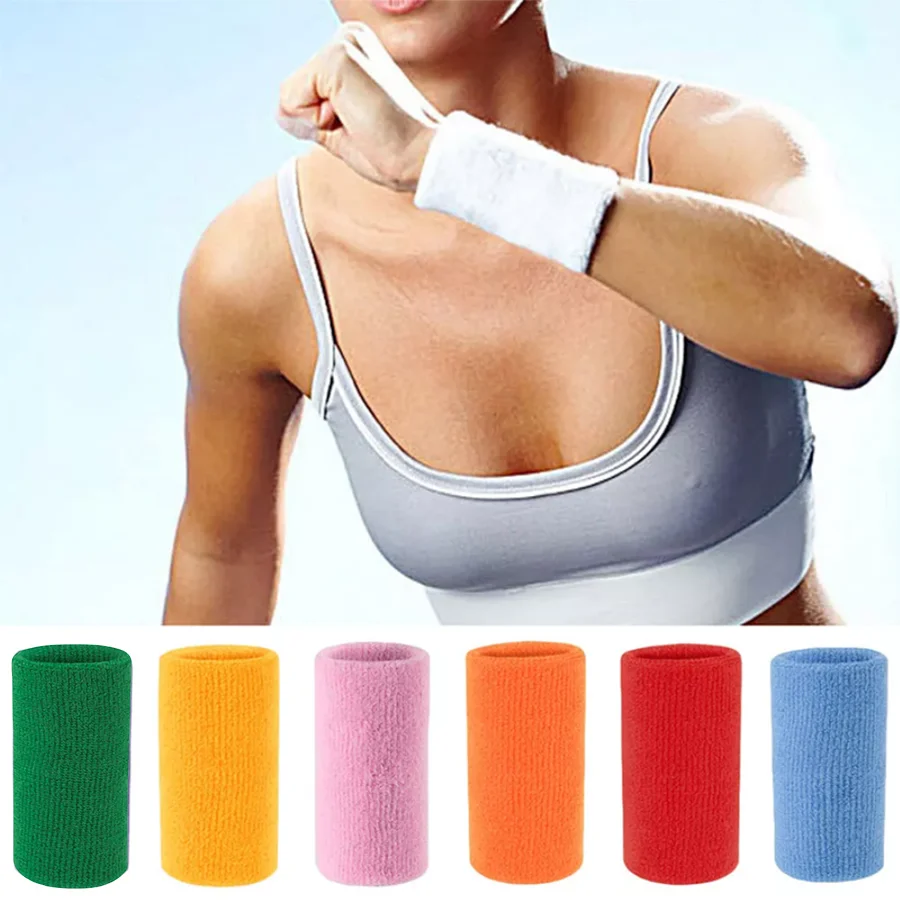 1 Pair Extended Solid Color Sweat Wicking Sports Wrist Wraps