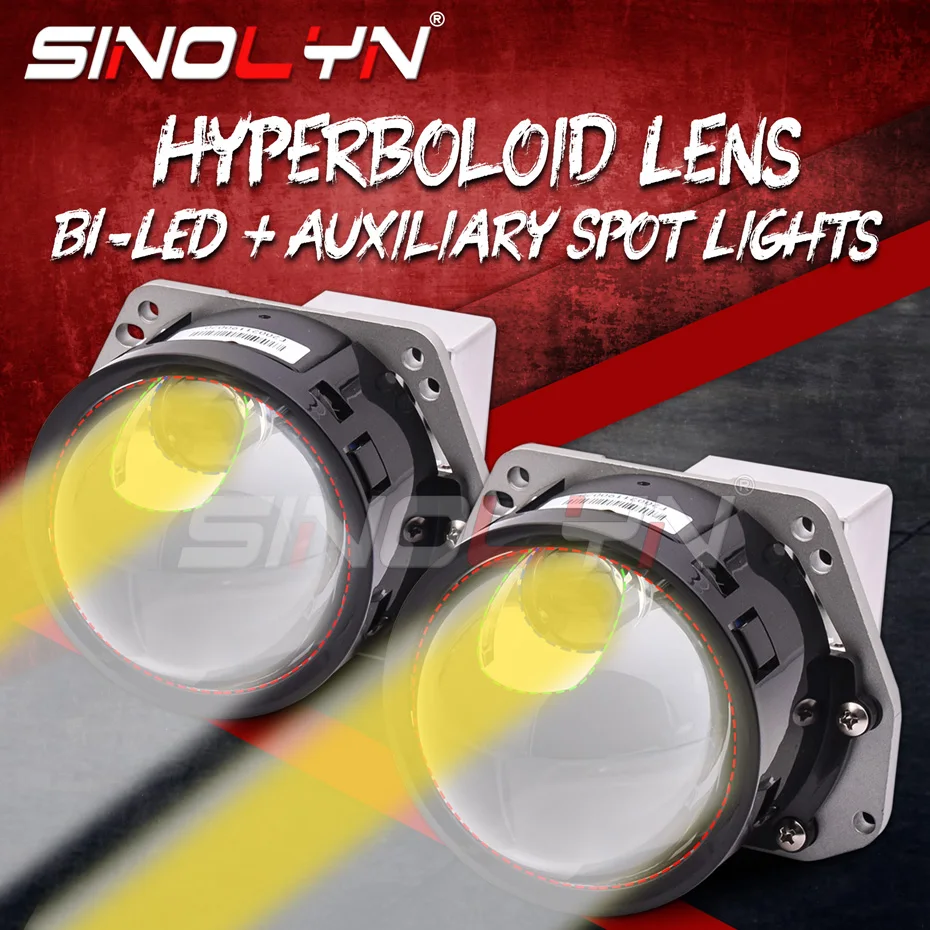 

Sinolyn Hyperboloid Bi LED Projector Lenses 3.0” LED Headlight Lens Spot Light For Hella 3R G5 Bracket 6000K 24500LM Car Product