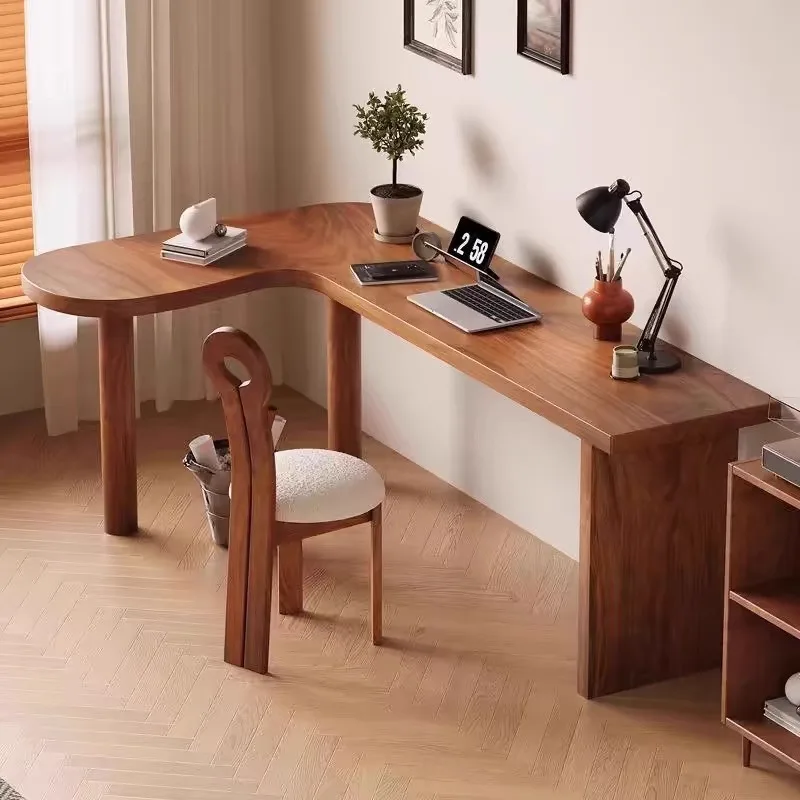 South American walnut corner L-shaped home office computer desk student bay window learning corner