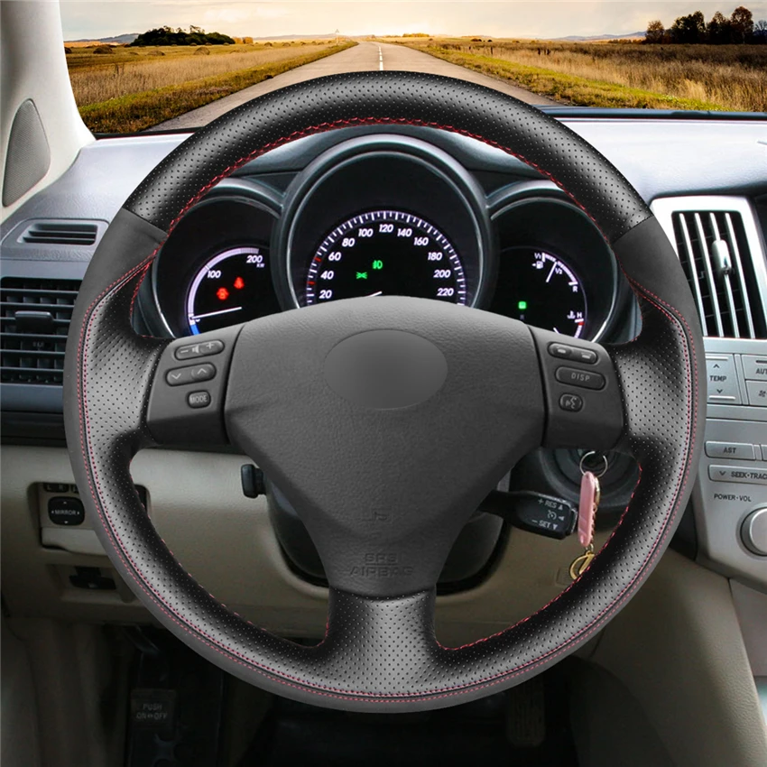 

DIY Black Genuine Leather Car Steering Wheel Cover for Lexus RX330 RX400h RX400 2004 2005 2006 2007 Car Accessories