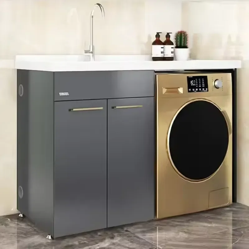 Aerospace Grade Aluminum Balcony Laundry Cabinet Set Modern Outdoor Laundromat Storage with Resistant Design