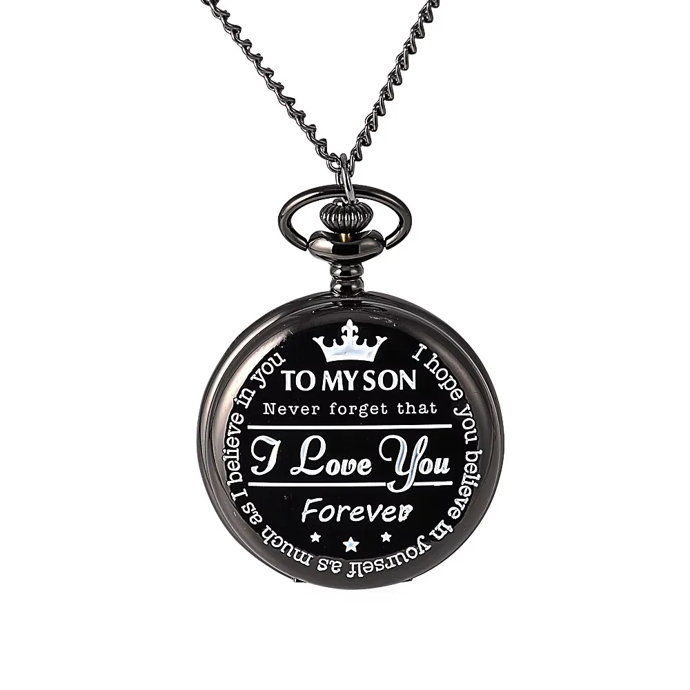 

8807Fashion vintage White Oil Lettering TO MY DAD Quartz Pocket Watch Retro Men And Women Pendant Necklace Antique Pocket Watch
