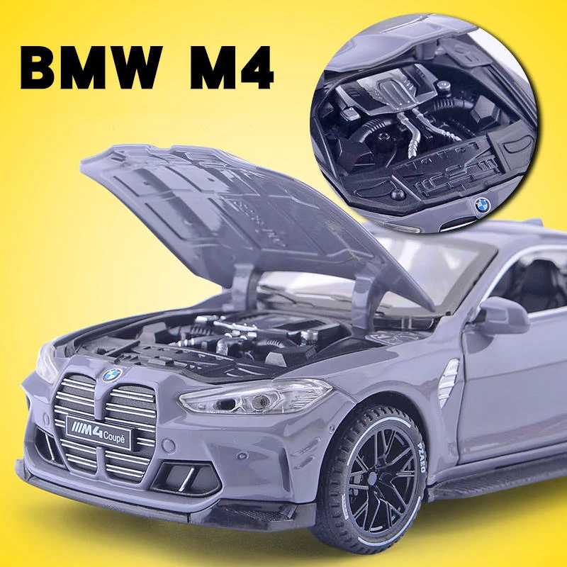 1:32 M4 Alloy Racing Car Model Diecasts Metal Toy Sports Car Model Collection Sound and Light High Simulation Childrens Toy Gift