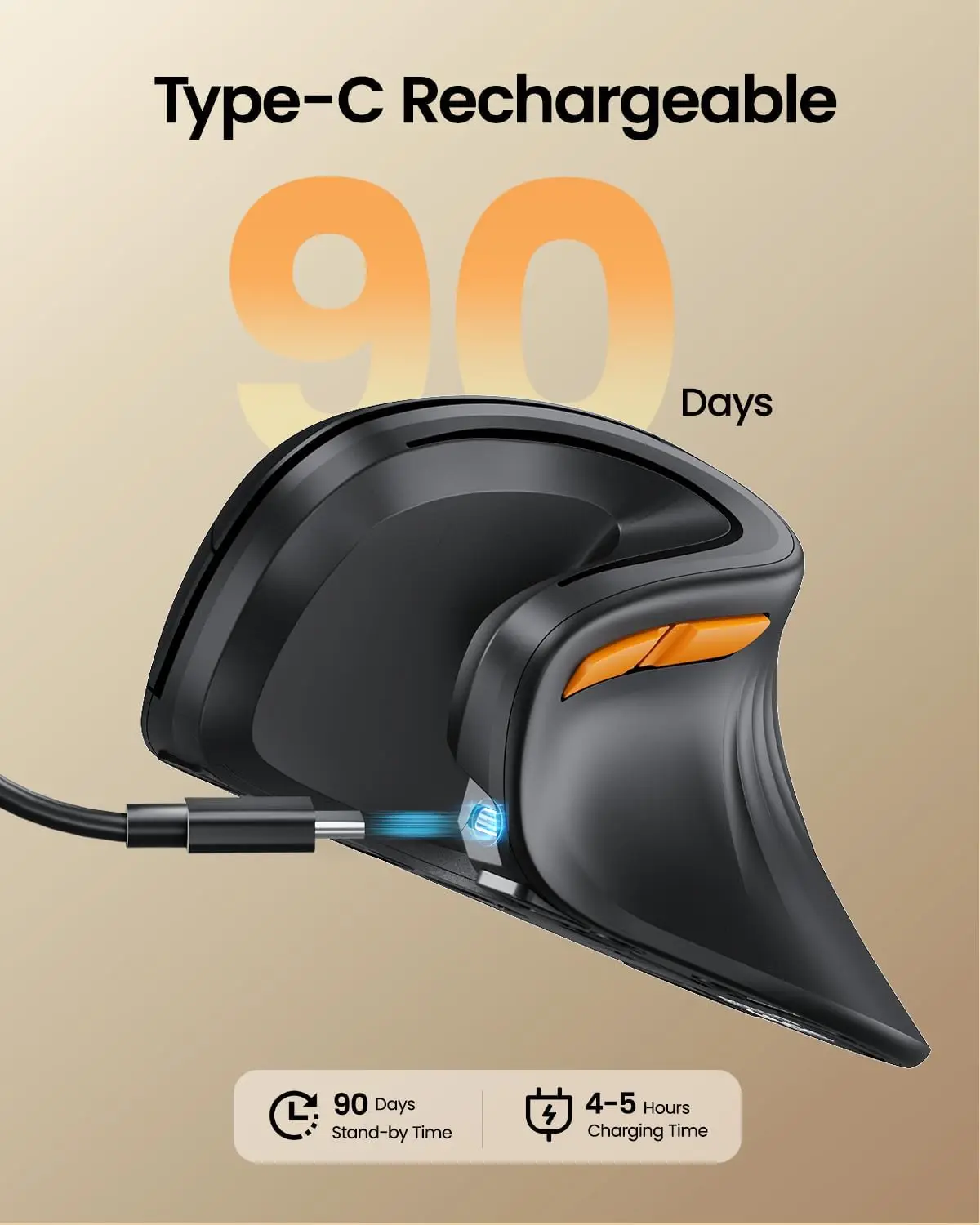 Ergonomic Mouse Wireless Vertical Mouse or Computer iPad Mac Windows 3 Adjustable DPI Multi-Device Connection