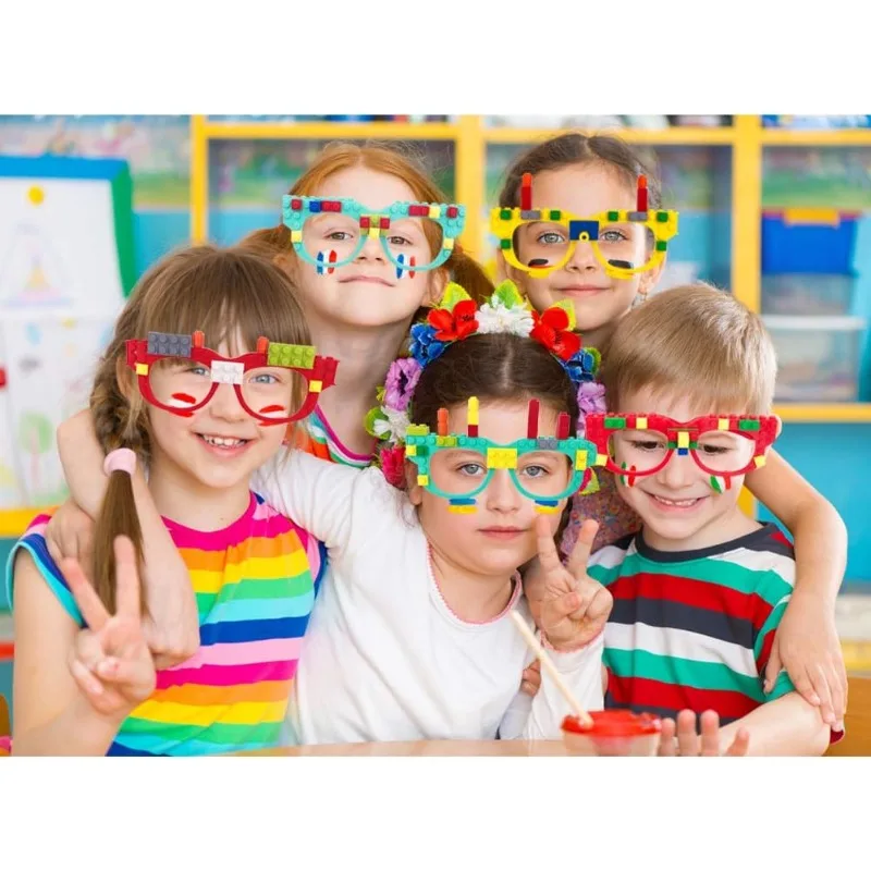 DIY Building Bricks Glasses Building Blocks Games for Kids Creative Building Block Birthday Party Favors, Carnival Party Games